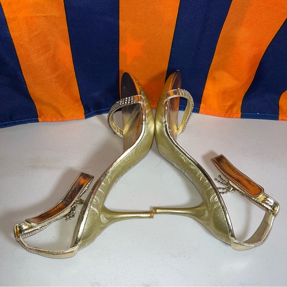 Delicacy gold heel shoes open toe size 8.5 pre-loved - Picture 3 of 11